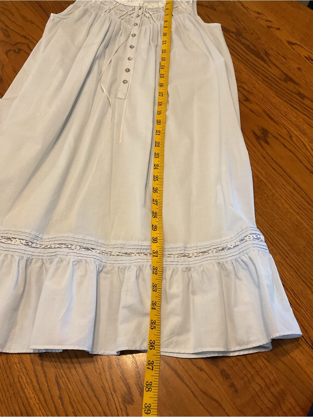 New Eileen West Light Blue Cotton Nightgown & Matching Robe with Lace Yoke - Picture 7 of 11